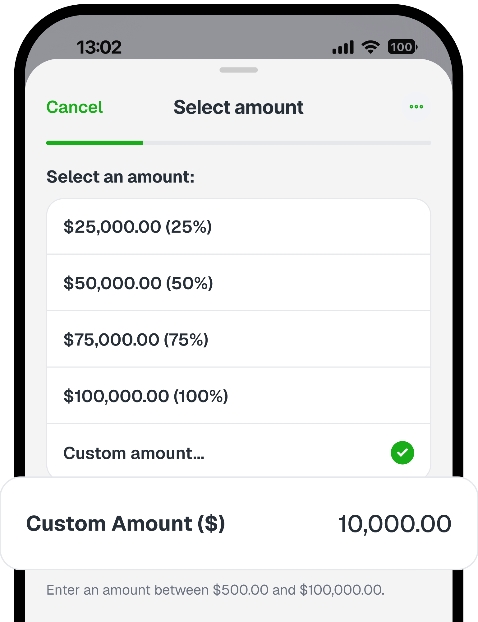 Step 2: Choose your cash out amount