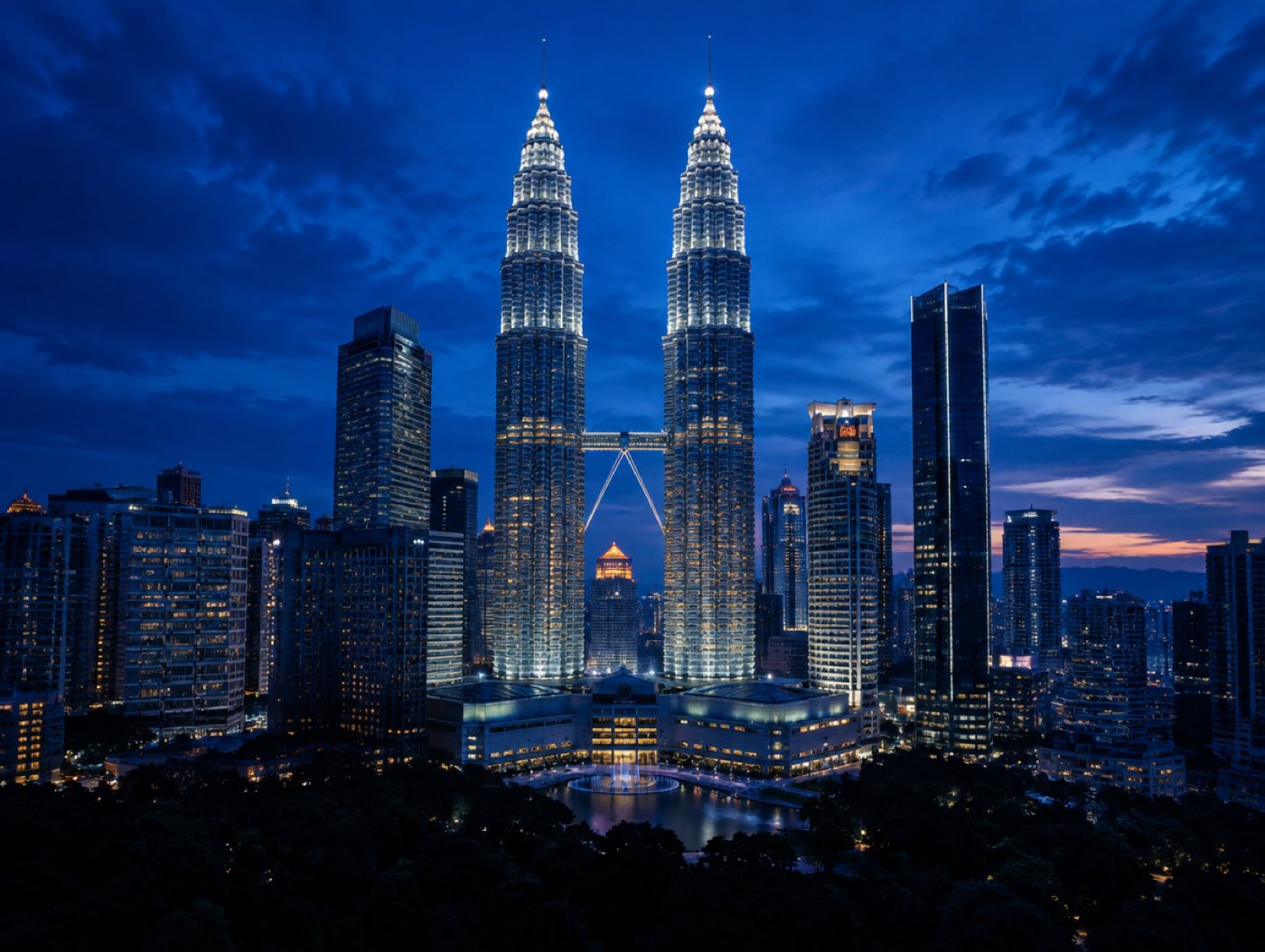 Petronas Towers, Kuala Lumpur, at dusk
