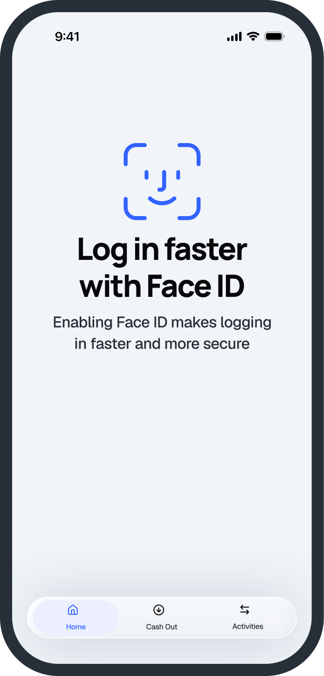 LytePay app login screen with biometric authentication