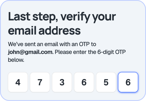 Entering the email OTP in the LytePay app