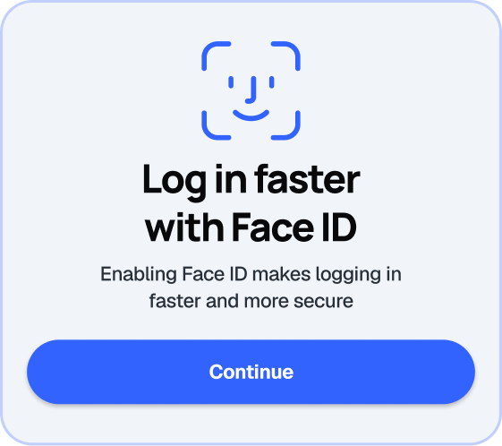 Biometric authentication setup prompt in the LytePay app