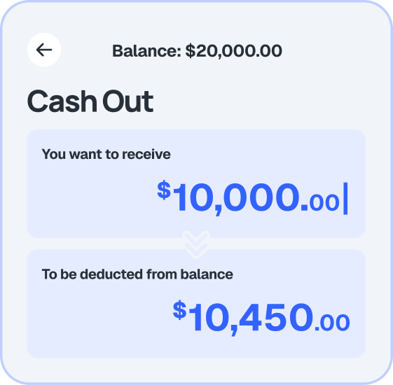 Entering a cash out amount in the LytePay app