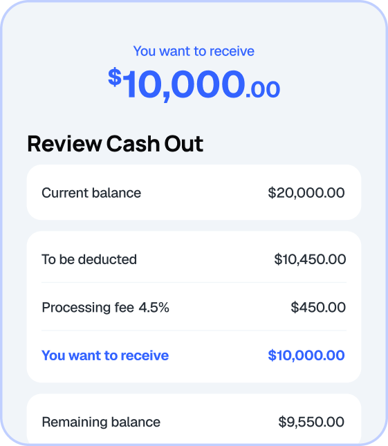 Cash out review and confirmation screen in the LytePay app
